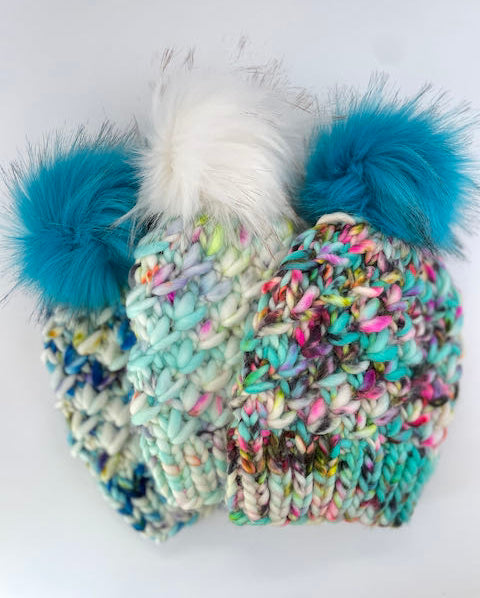 Crush Beanie in Jessamyn with Blue Pom
