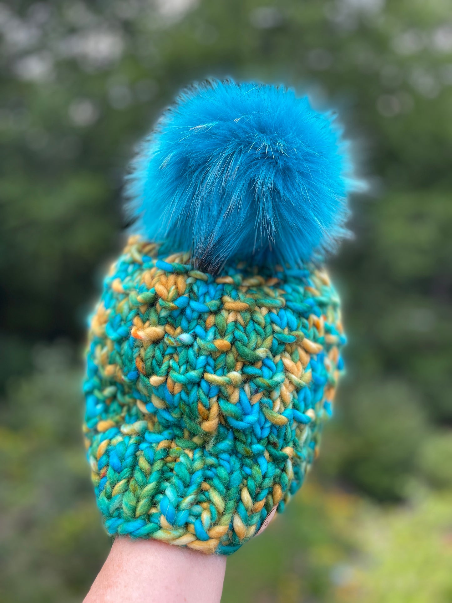 BAMBOO BEANIE IN OOAK I'LL BAYOU A DRINK WITH TEAL POM