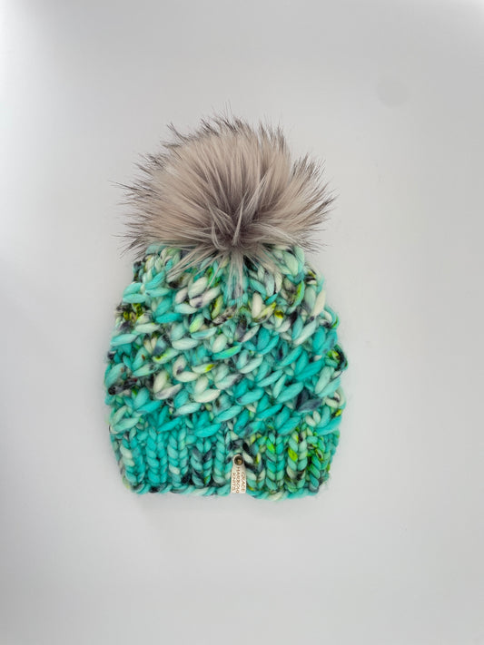 Crush Beanie in Nebula/silver grey pom