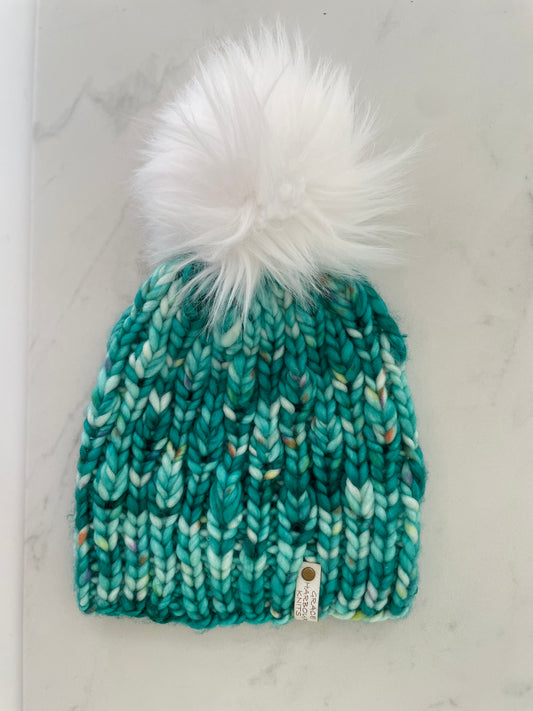 BACK TO NATURE BEANIE IN BALLOON WITH WHITE POM
