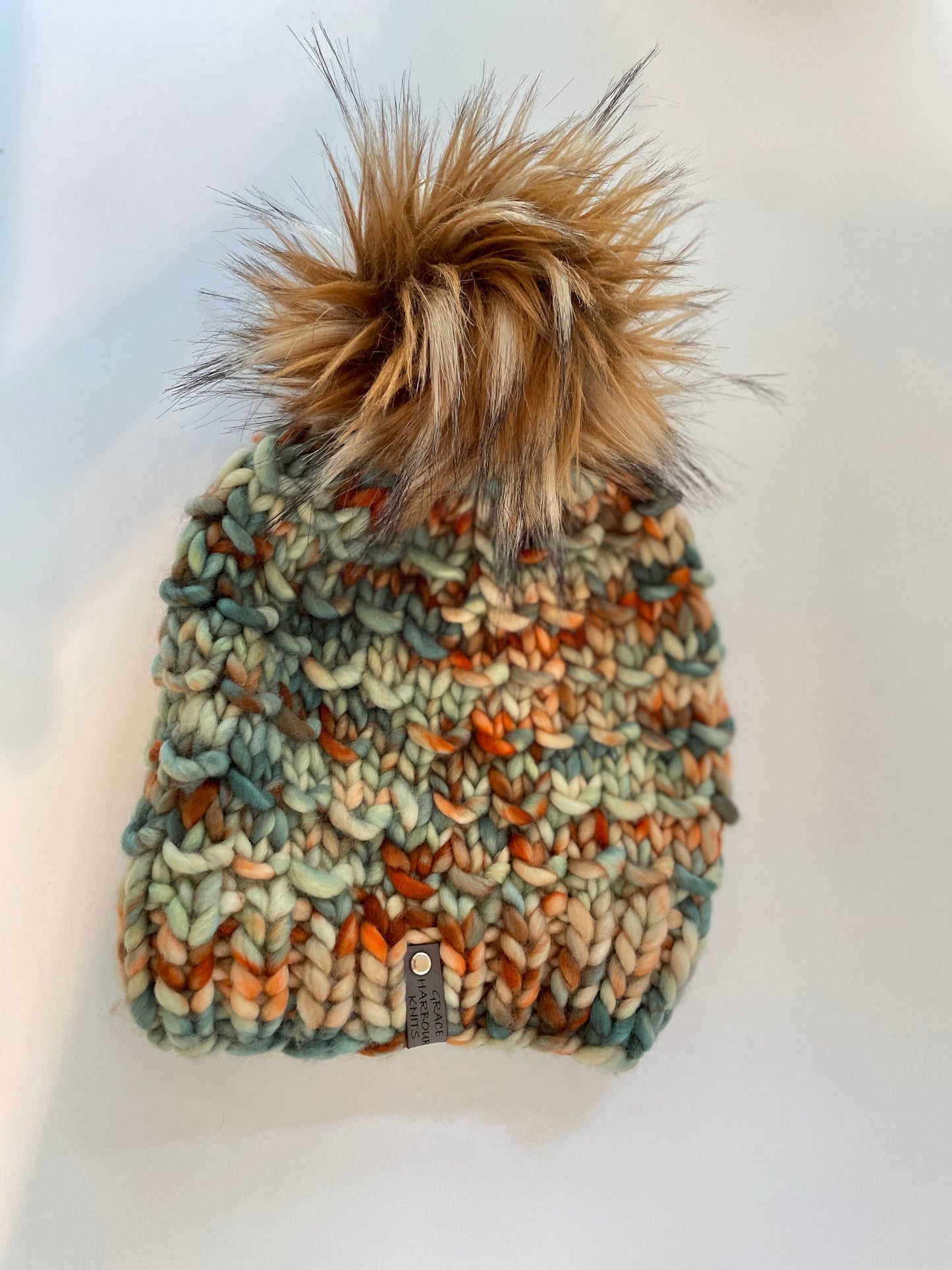 Bamboo Beanie in  Conifer/ drizzle pom