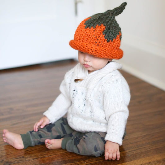 Pumpkin head baby hat