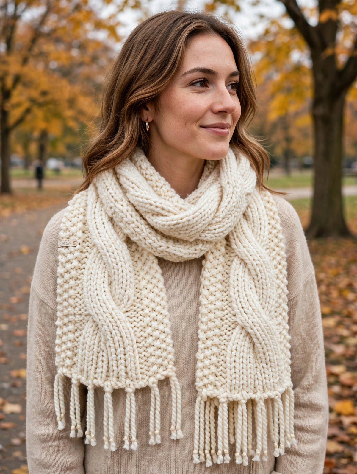 CLASSIC CABLE SCARF IN ARAN