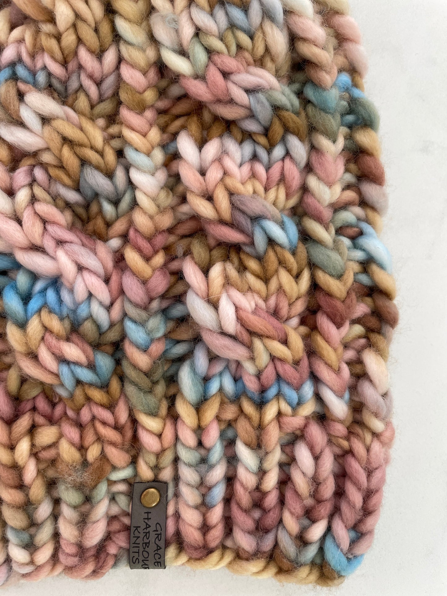 GRACE CABLE KNIT BEANIE IN DUNE WITH PECAN POM