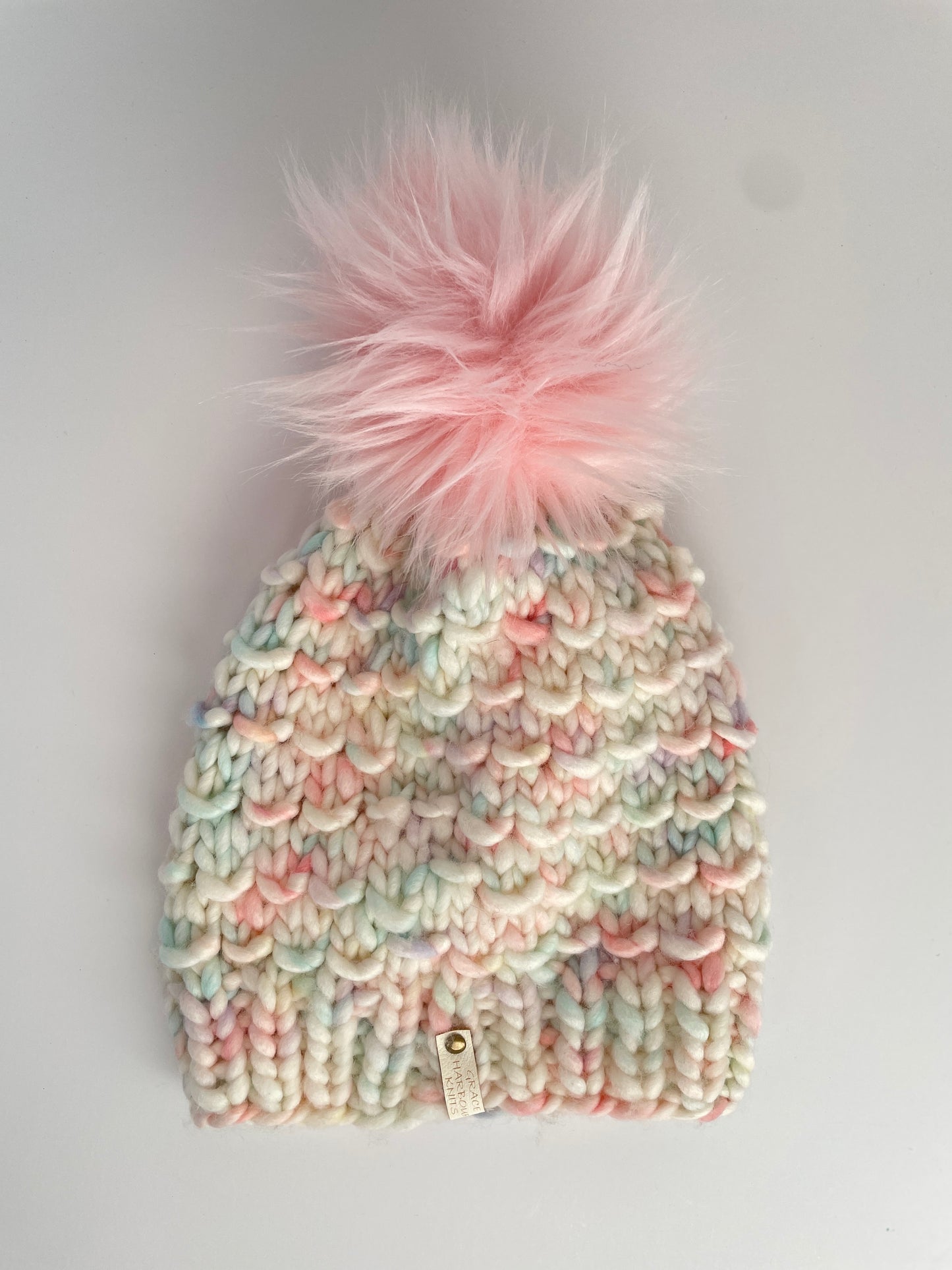 Bamboo Beanie in MARSHMALLOW/Pink Pom