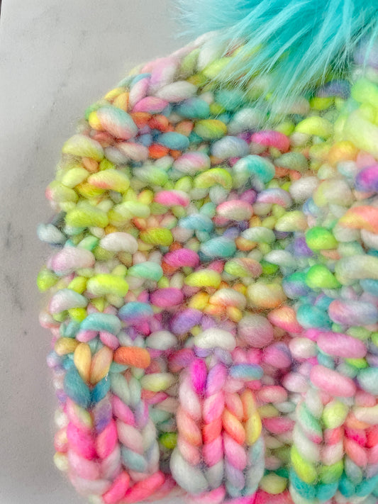 MIDDLE COVE BEANIE -Opal with blue pom