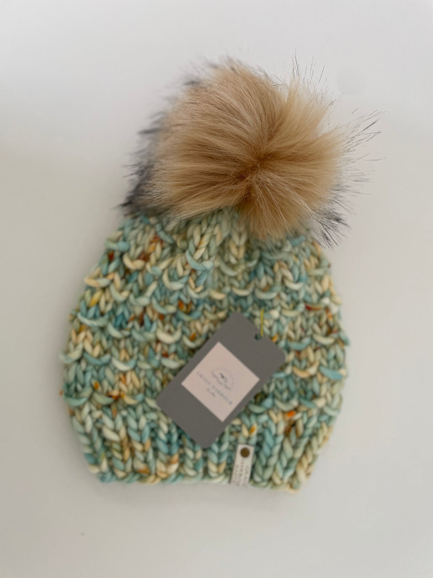 BAMBOO BEANIE IN OOAK FUN IN THE SUN WITH BLONDIE POM