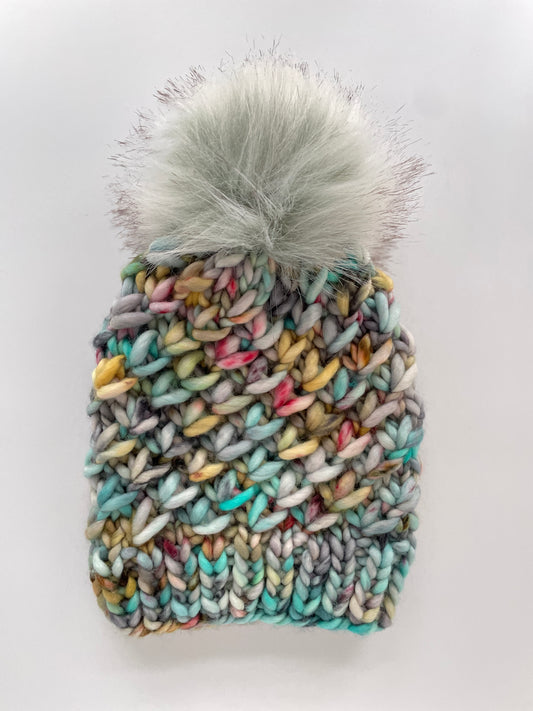 Crush Beanie in Bandit/Pistachio pom