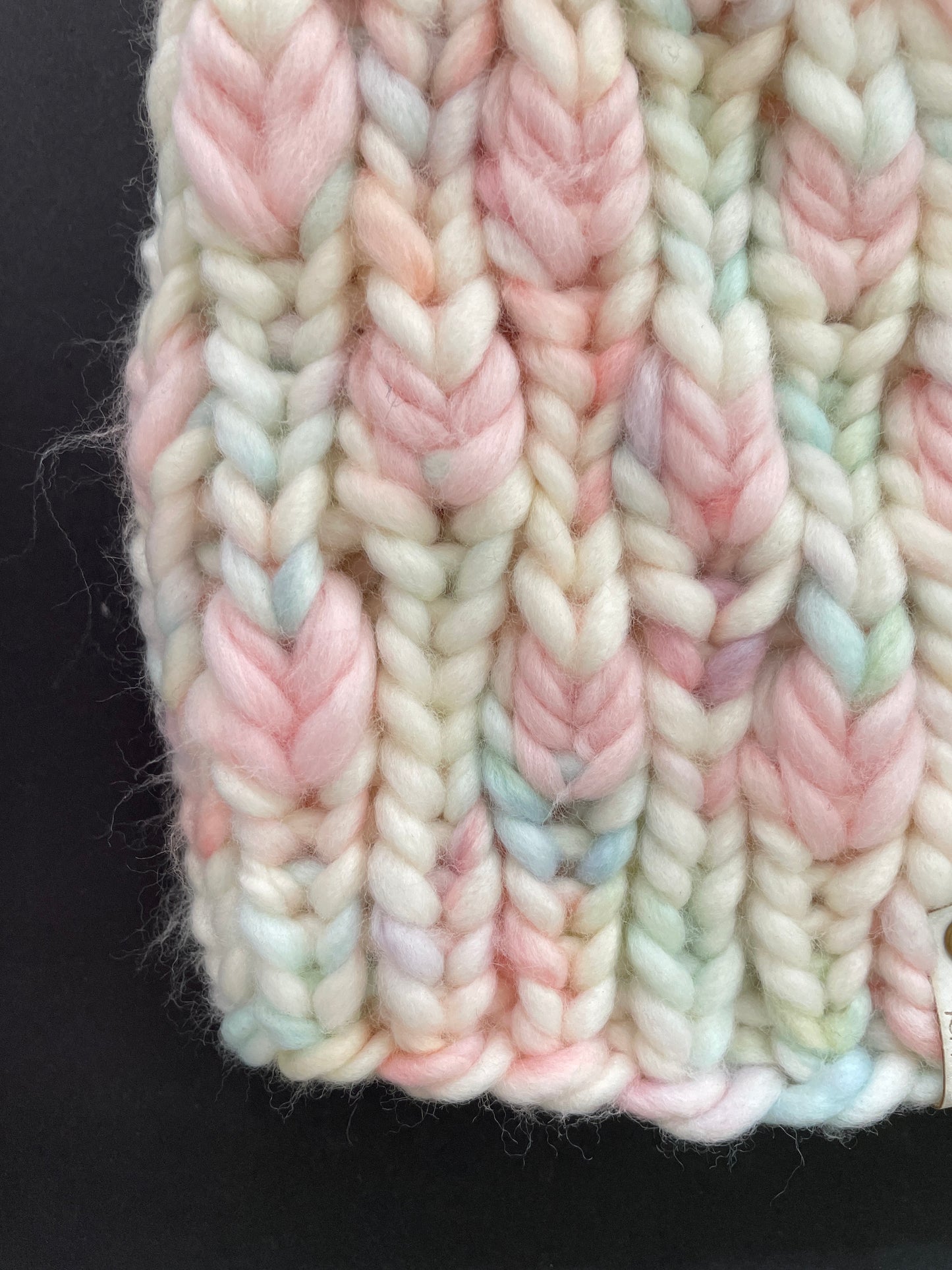 BACK TO NATURE BEANIE IN OOAK MARSHMALLOW WORLD WITH SEASHELL- PINK POM OR SEASHELL WITH MARSHMALLOW WORLD-PINK POM