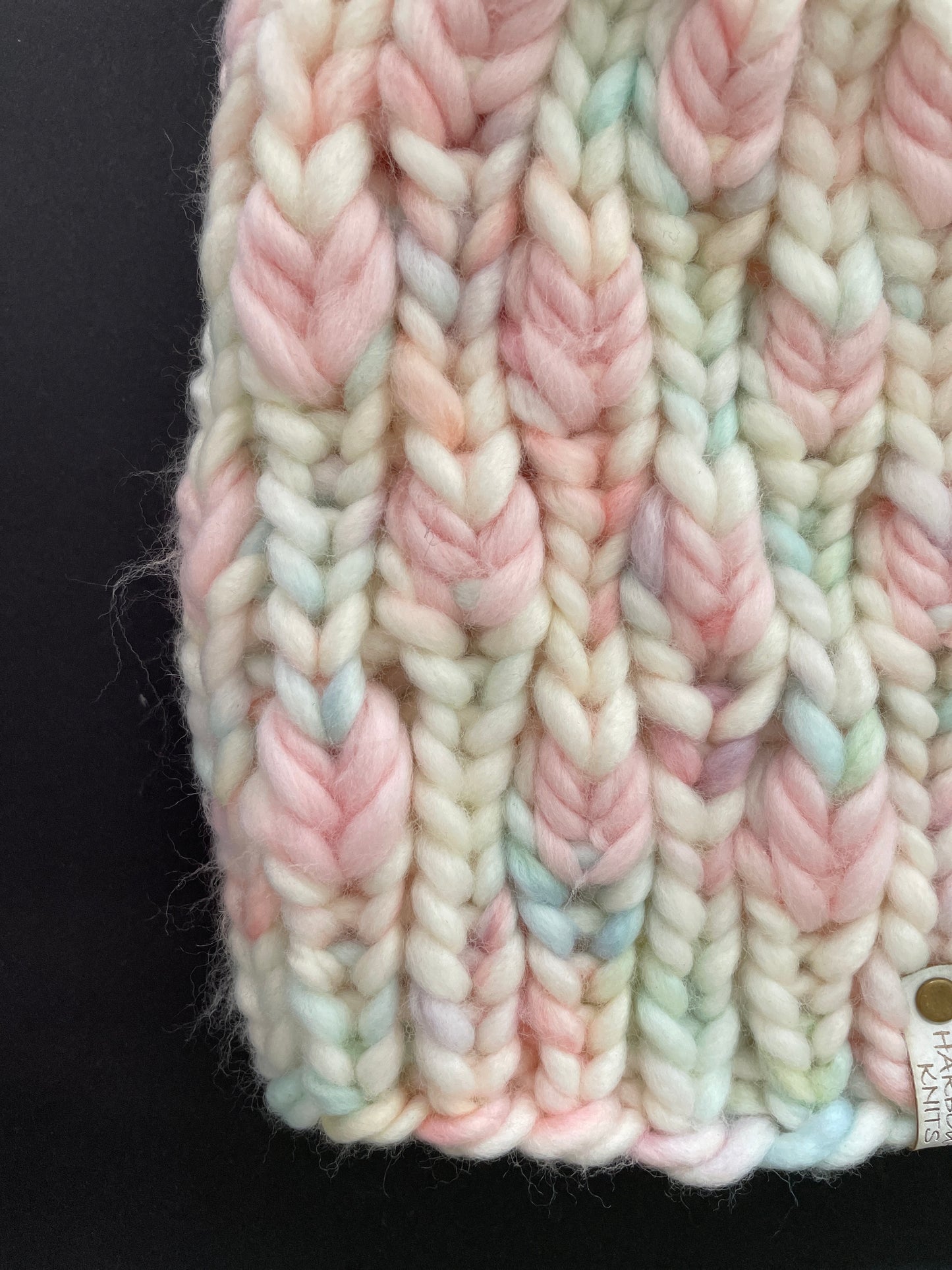 BACK TO NATURE BEANIE IN OOAK MARSHMALLOW WORLD WITH SEASHELL- PINK POM OR SEASHELL WITH MARSHMALLOW WORLD-PINK POM