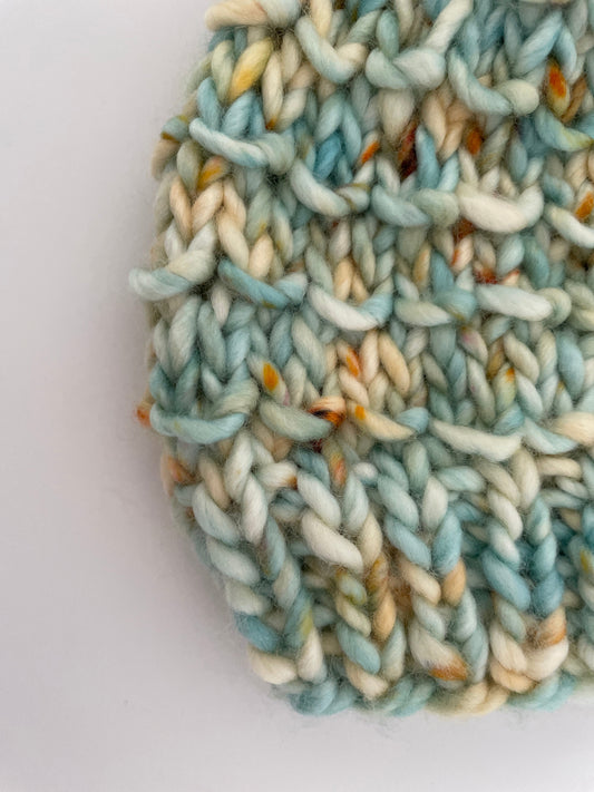 BAMBOO BEANIE IN OOAK FUN IN THE SUN WITH BLONDIE POM