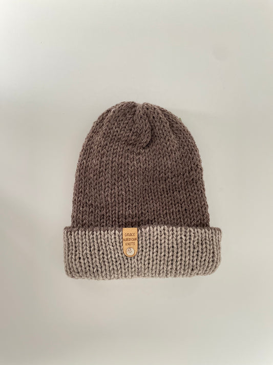 Em Beanie-all wool NATURAL MIX AND HEATH HEATHER