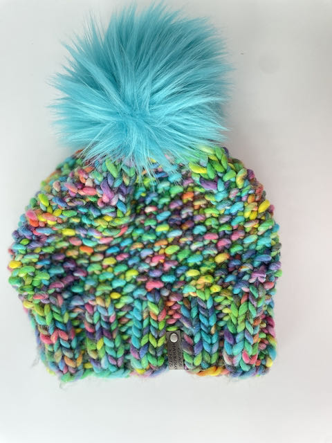 MIDDLE COVE BEANIE -MAY WITH TEAL POM