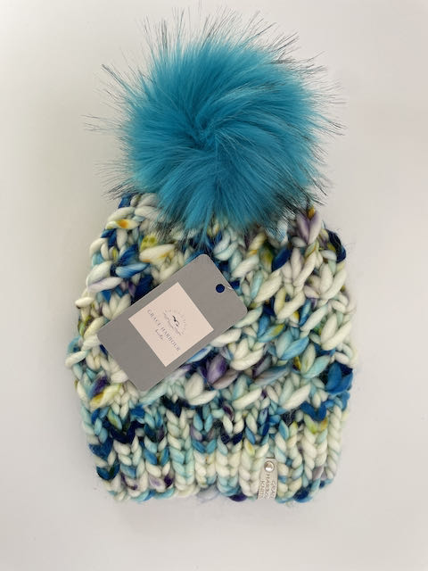 Crush Beanie in Jessamyn with Blue Pom
