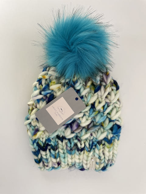 Crush Beanie in Jessamyn with Blue Pom