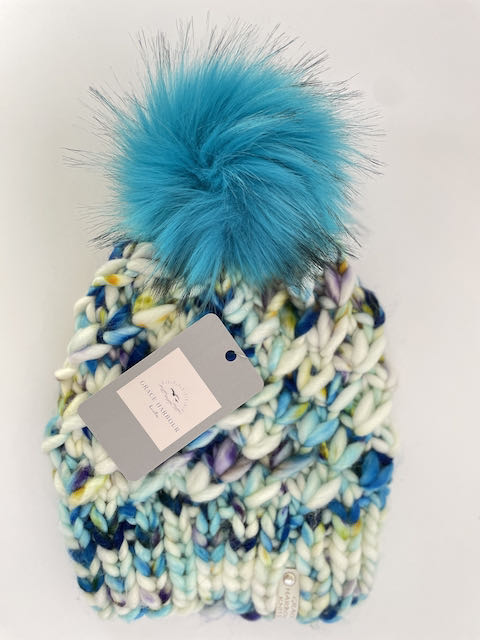 Crush Beanie in Jessamyn with Blue Pom