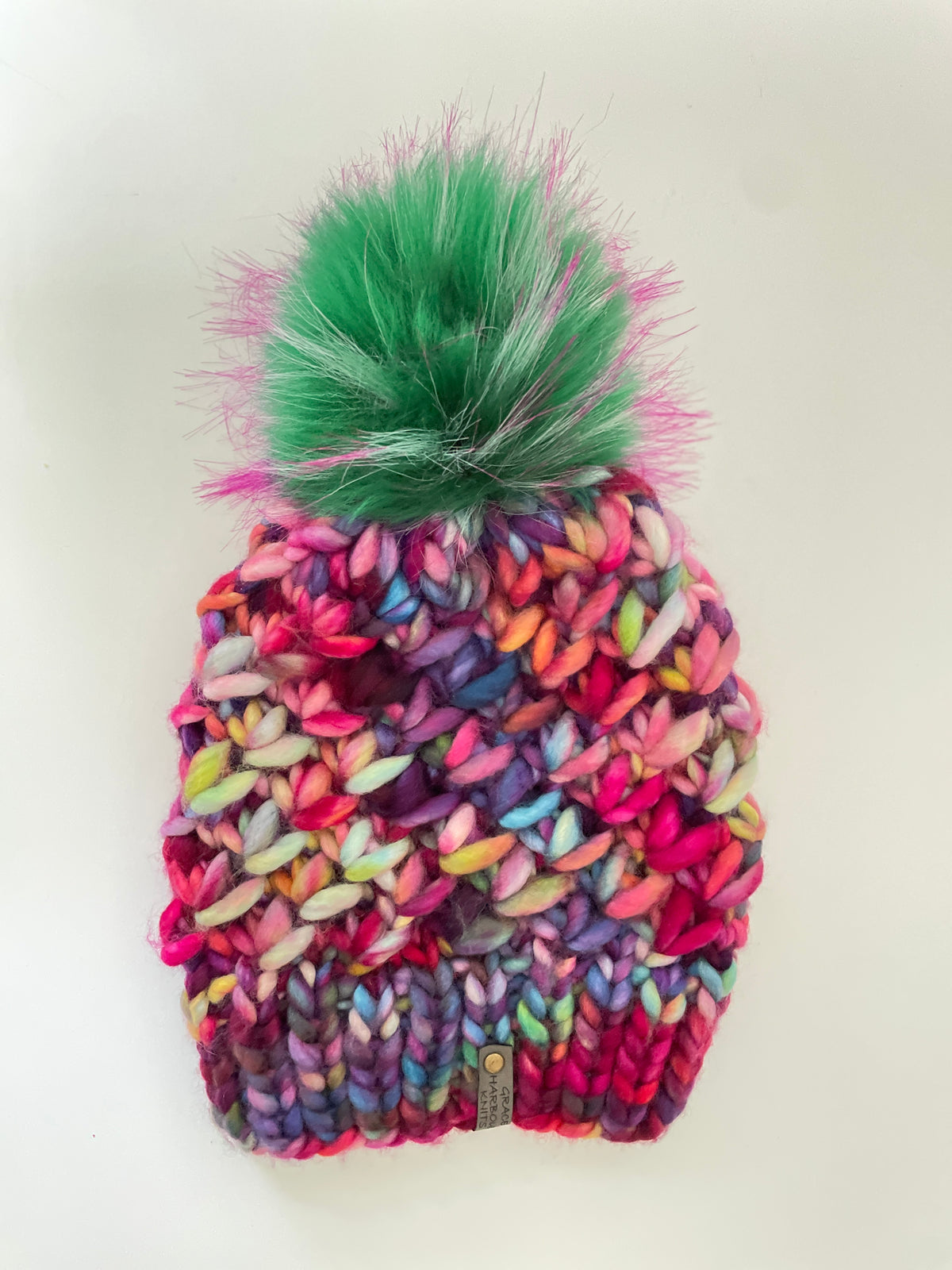 CRUSH BEANIE IN CABARET WITH FAUX FUR POM POM