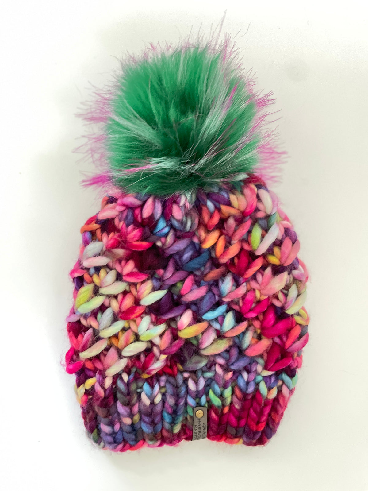 CRUSH BEANIE IN CABARET WITH FAUX FUR POM POM