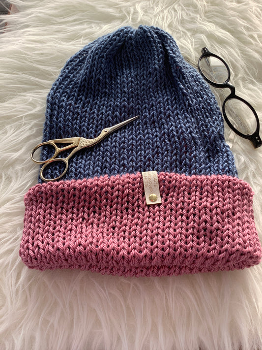 Em  Beanie Pink and Blue-acrylic