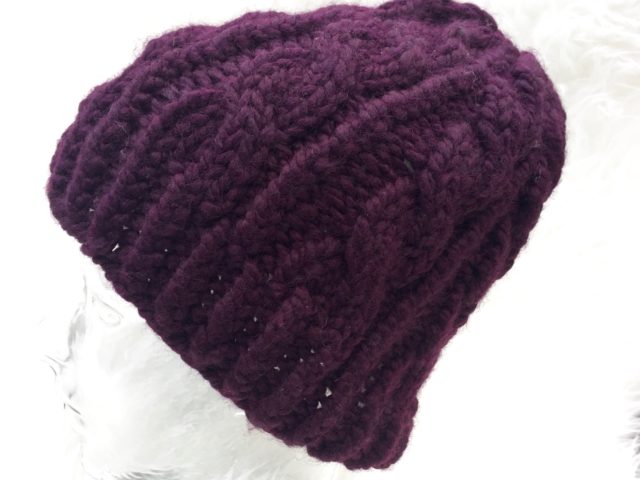 Grace Cable Knit Hat in Eggplant