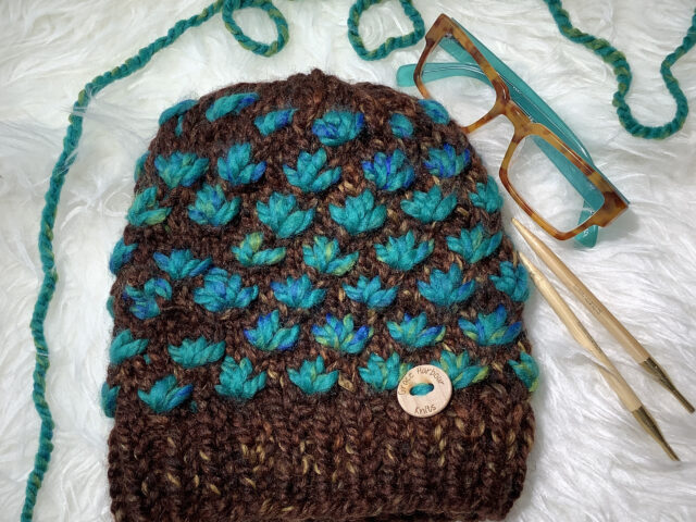 Lotus Flower Beanie in Sequoia and Bluegrass