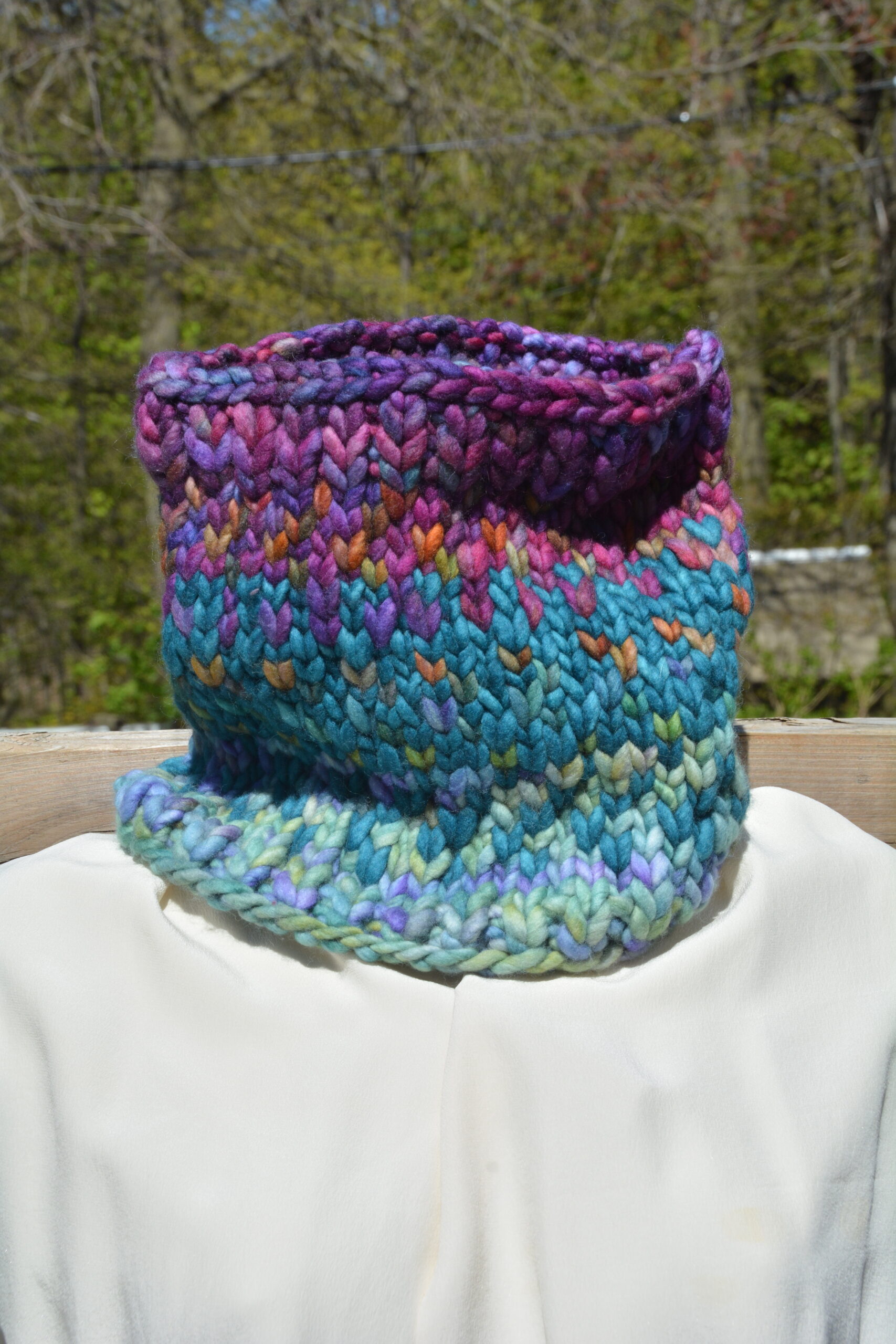 Sunrise Cowl in Super Chunky Purply Youth